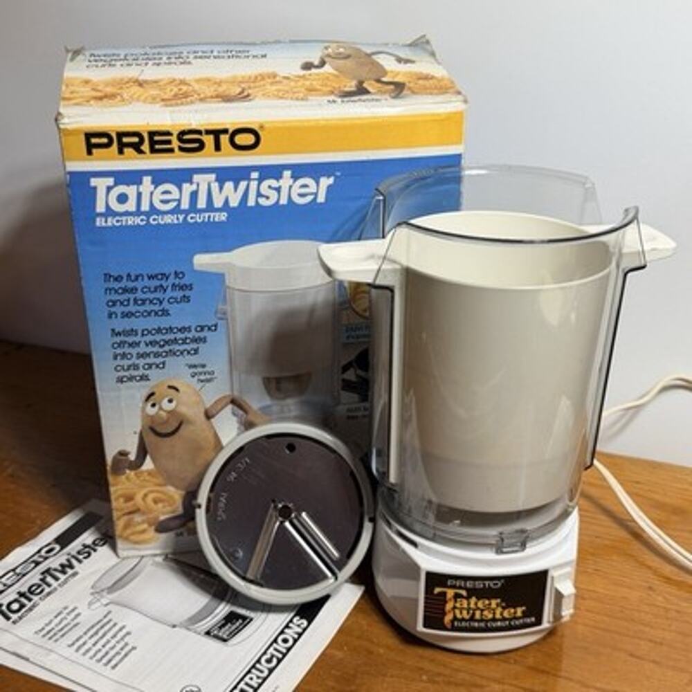 Vintage Presto Tater Twister Electric Curly Spiral Cutter Fries Complete Works